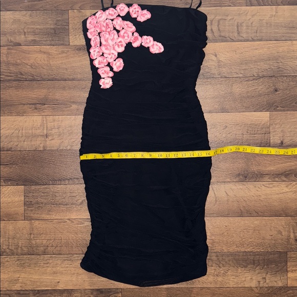 Betsey Johnson New York Size Large Dress Floral Detail Vintage Ruched Overlay - Picture 7 of 14